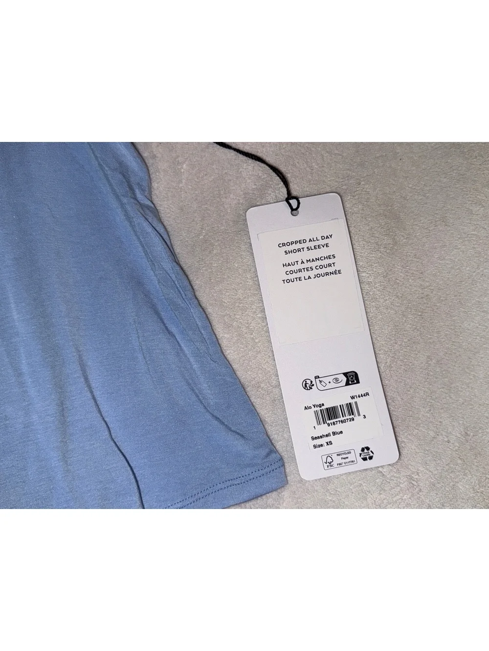 NWT Alo Cropped All Day Short Sleeve Top Size XS 15014